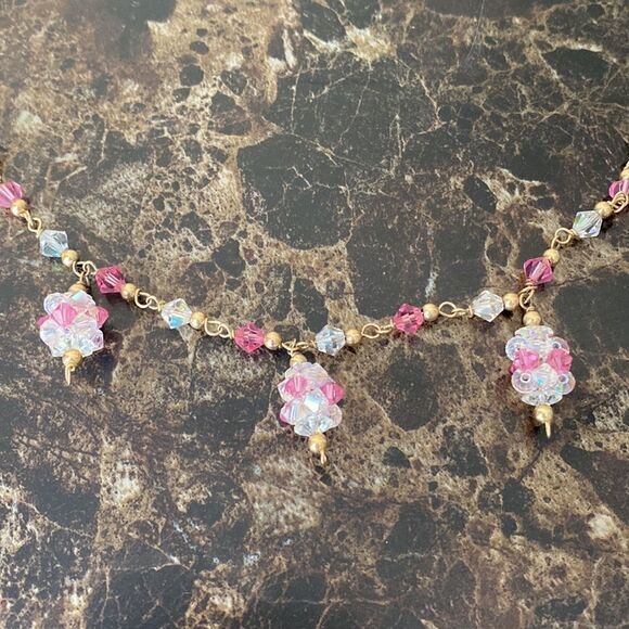 Pink Crystal Bead Necklace and Earrings Set - Picture 4 of 6